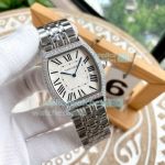 Replica Cartier Tortue Stainless Steel White Roman Dial Diamond Bezel Watch 42MM